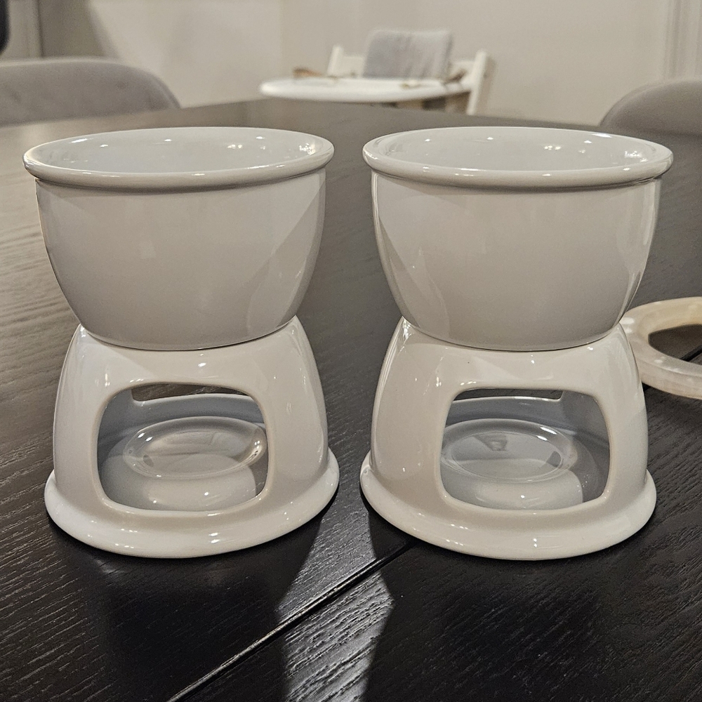 Set of two mini fondue pots